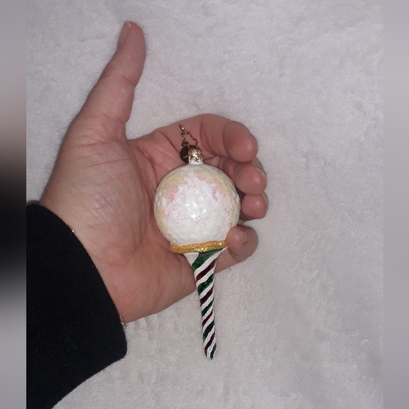 Christopher Radko TEE TIME Golf Ball on Peppermint Twist Tee Christmas Ornament - Picture 3 of 7